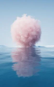 Cloud and water surface, 3d rendering. Stock Illustration