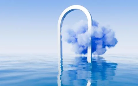 Cloud and water surface, 3d rendering. Stock Photos