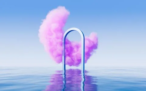 Cloud and water surface, 3d rendering. Stock Photos