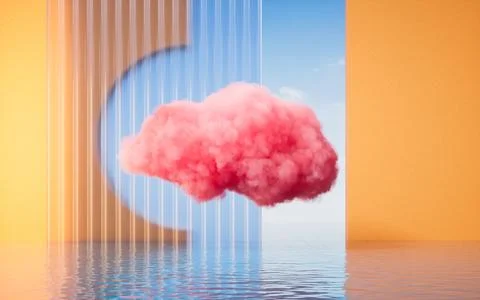 Cloud and water surface, 3d rendering. Stock Photos