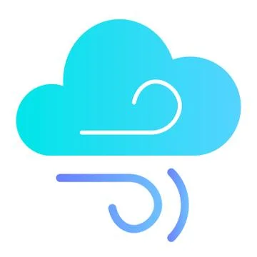 Cloud and wind flat icon. Air blowing color icons in trendy flat style. Windy Stock Illustration