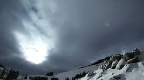 Cloud and Winter Mountain Timelapse Stock Footage