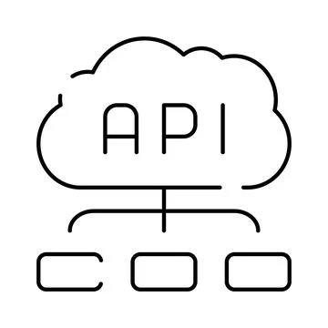 Cloud api connecting multiple software applications services Stock Illustration