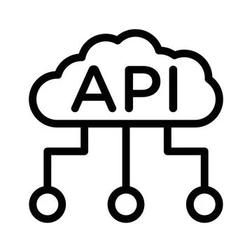 Cloud API icon linear logo mark in black and white Stock Illustration