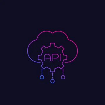 Cloud API line icon, vector Stock Illustration