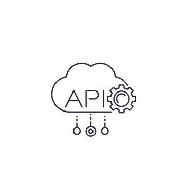 Cloud API, software integration line icon Stock Illustration