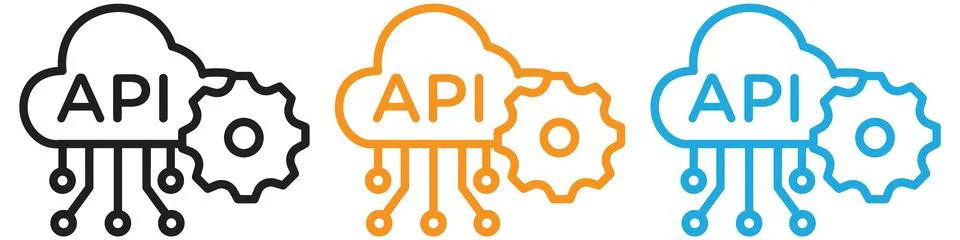 Cloud API vector logo set collection for web app ui Stock Illustration