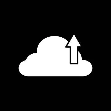 Cloud app icon - upload files, flat design, isolated on black Illustrazione stock