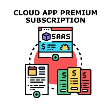 Cloud app premium subscription service concept illustration 스톡 일러스트