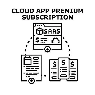 Cloud app premium subscription service concept illustration 스톡 일러스트