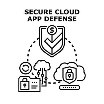 Cloud application defense securing digital information and data Illustrazione stock