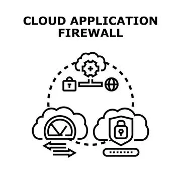 Cloud application firewall protecting data and online security Stock Illustration