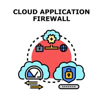 Cloud application firewall protecting data and online security Stock Illustration