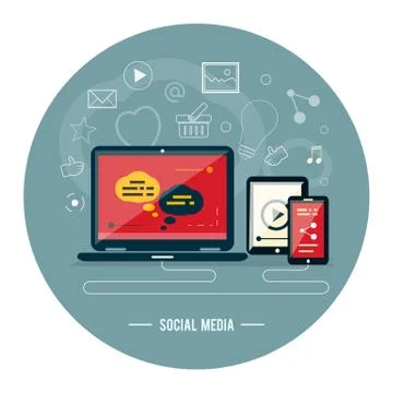 Cloud of application icons. Social media Illustrazione stock
