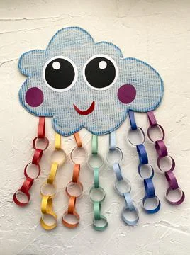 Cloud application made of paper and cardboard, kids DIY Stock Photos