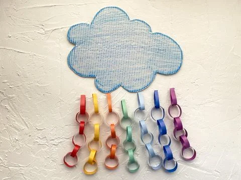 Cloud application made of paper and cardboard, kids DIY Stock Photos