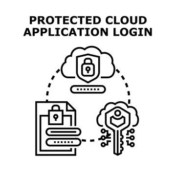 Cloud application secure login protecting online data access Stock Illustration