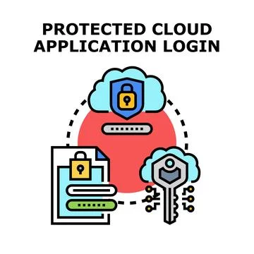 Cloud application secure login protecting online data access Stock Illustration