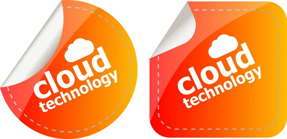 Cloud application stickers label tag set isolated on white Illustrazione stock