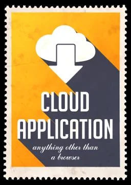 Cloud Application on Yellow in Flat Design. Stock Illustration