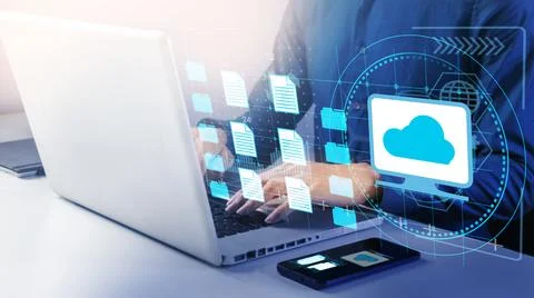 Cloud Applications in Document Storage Businesses,Small and medium enterprise Foto stock