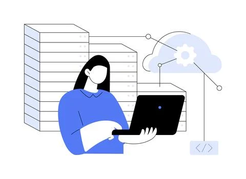 Cloud architect abstract concept vector illustration. Illustrazione stock