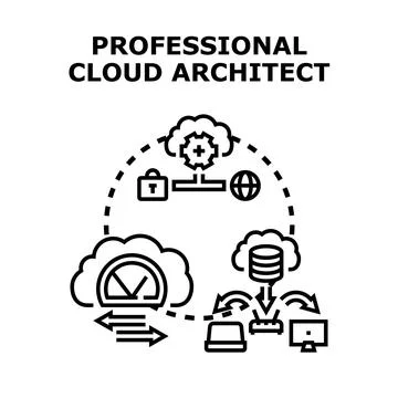 Cloud architect designing advanced network data infrastructure Stock Illustration