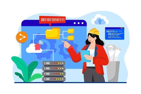 Cloud Architect flat illustration concept on white background Stock Illustration