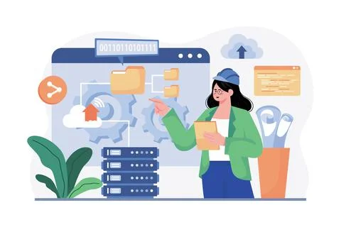 Cloud Architect Illustration concept. A flat illustration isolated on white b Stock Illustration