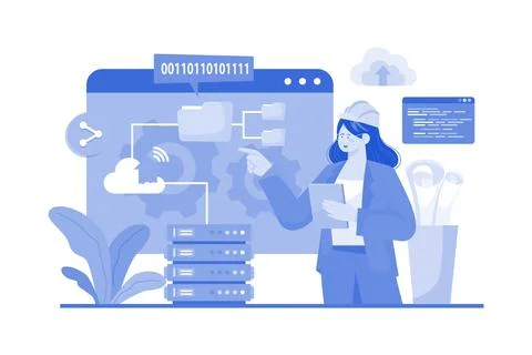 Cloud Architect Illustration concept on a white background Stock Illustration