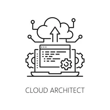 Cloud architect, IT specialist icon, data storage Stock Illustration