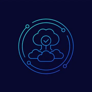 Cloud architecture or saas icon, linear design Stock Illustration