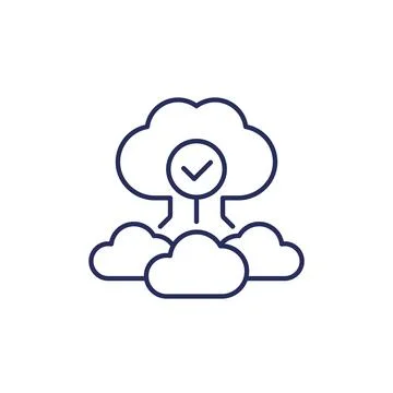 Cloud architecture or saas line icon Stock Illustration