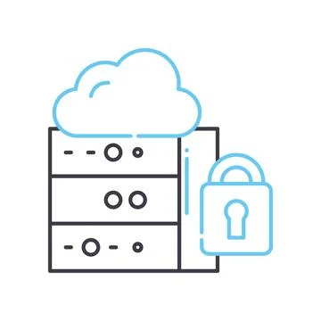 Cloud archive line icon, outline symbol, vector illustration, concept sign Stock Illustration