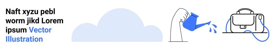 Cloud, Arm Watering, VR Headset Elements with Blue Accents for Diverse Use .. Stock Illustration