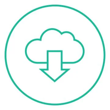 Cloud with arrow down line icon イラスト素材