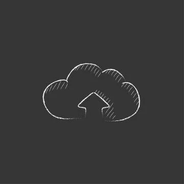 Cloud with arrow up. Drawn in chalk icon イラスト素材