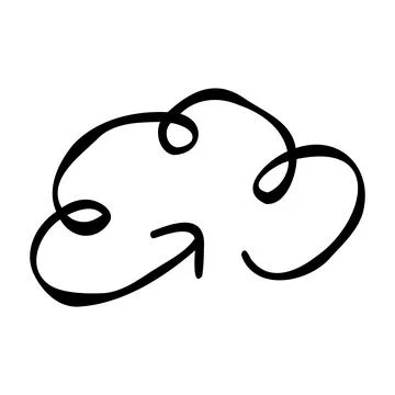 Cloud arrow fall down doodle element icon Stock Illustration