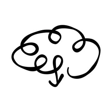Cloud arrow fall down doodle element icon Stock Illustration