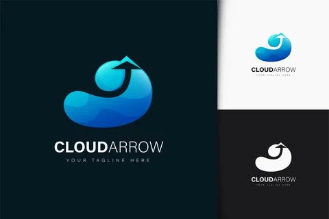 Cloud arrow logo design with gradient Stock Illustration