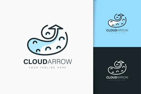 Cloud arrow logo design linear style Stock Illustration