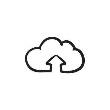 Cloud with arrow up sketch icon Illustrazione stock