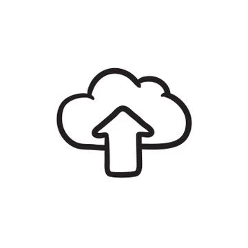 Cloud with arrow up sketch icon Illustrazione stock