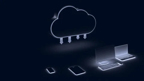 Cloud with arrows and computers Stock Footage 132966770