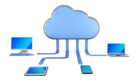 Cloud with arrows and computers Stockillustratie