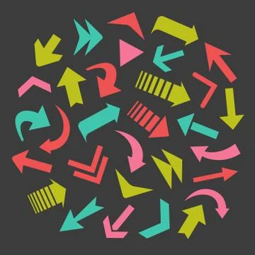 Cloud of arrows icons sign set. Stockillustratie