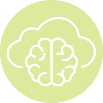 Cloud artificial intelligence brain flat graphic Illustration