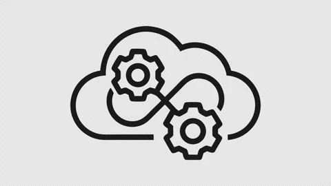 Cloud Automation Outline Animation with Gears and Sync Symbol Stock Footage 337651540