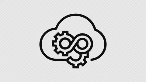 Cloud Automation Outline Animation with Process and Gear Icons Stock Footage 337651494