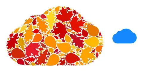 Cloud Autumn Collage Icon with Fall Leaves Illustrazione stock